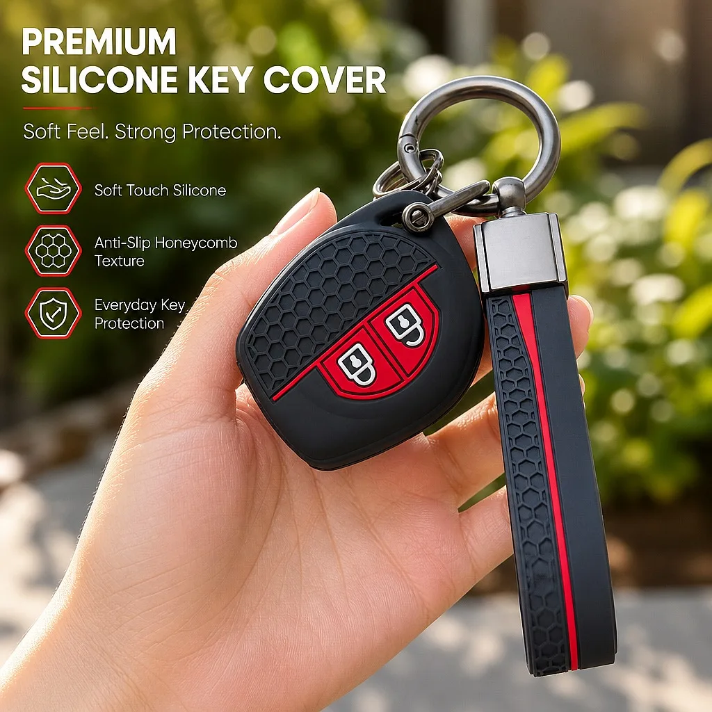 Premium Silicone Car Keychain Fob Strap for Suzuki Swift Alto Jimny SX4 Vitara Ignis Celerio Dzire Anti Lost Key Ring Holder