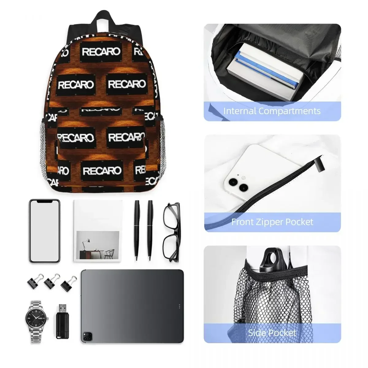 R-Recaro-S Banner Racing Backpack Hot Sale Daypack Large Capacity Boys Girls BookBag Shoulder Bags for Men Women Kids School Bag view 5