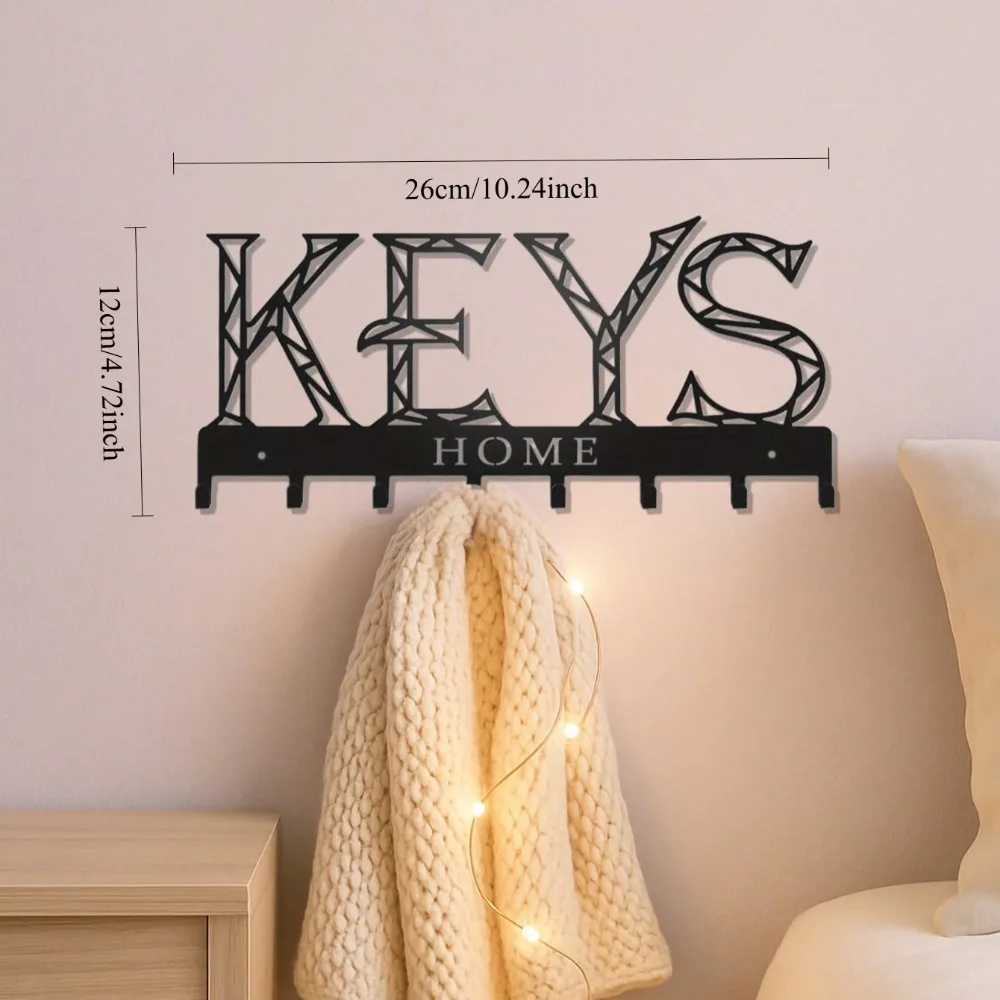 Organizer da parete con gancio per chiavi in metallo nero: portaoggetti da parete elegante e multifunzionale per chiavi, borse, cappelli e ombrelloni |   Spazio