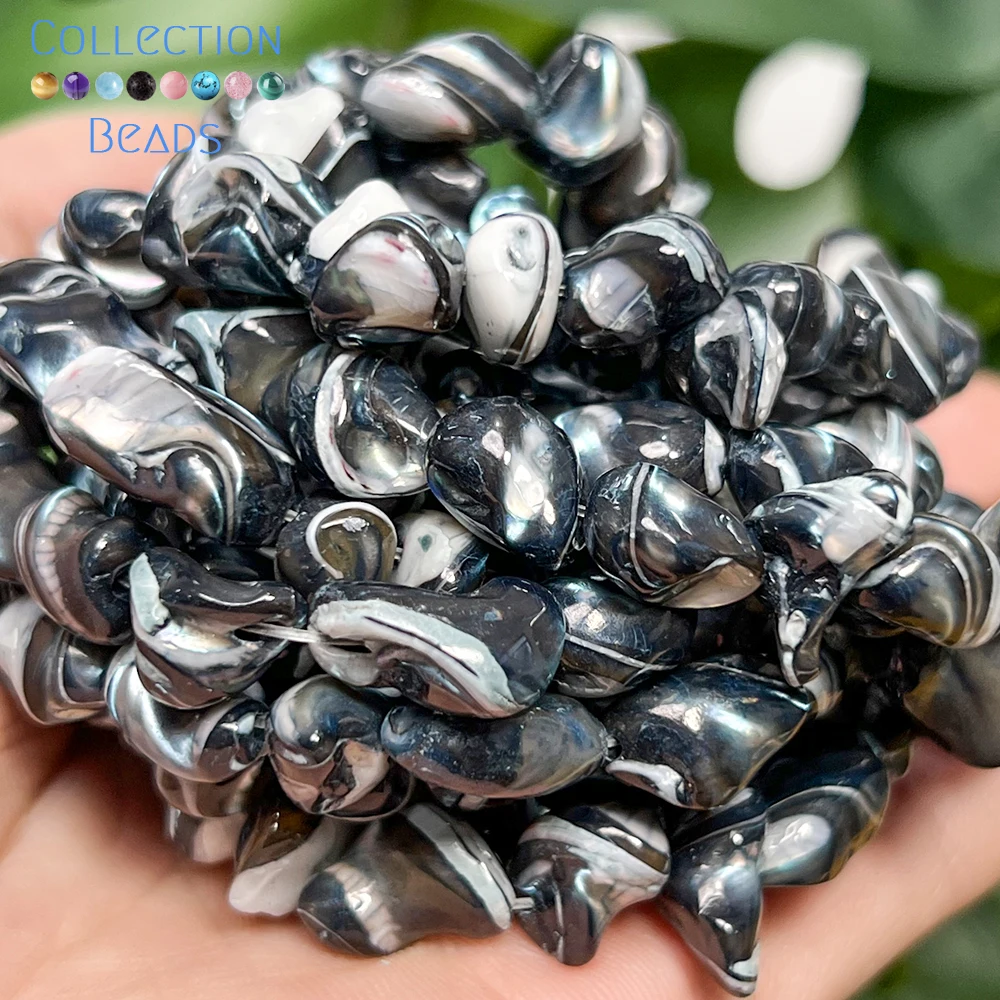 

9-14mm Natural Black Shell Irregular Shape Loose Spacer Beads for Jewelry Making DIY Bracelet Necklace Accessories 15inches