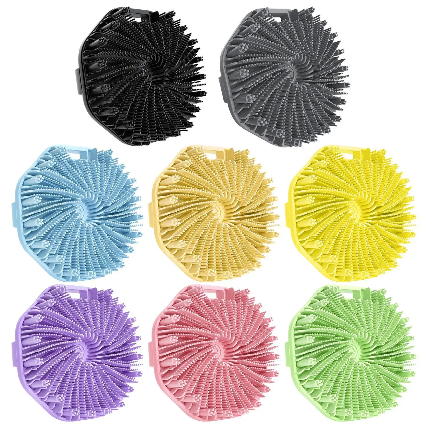 6/3/1 قطعة فرشاة استحمام دوامة من السيليكون المضلع - فرشاة تدليك، فرشاة استحمام، فرشاة استحمام، فرشاة غسيل للشعر - مناسبة #6