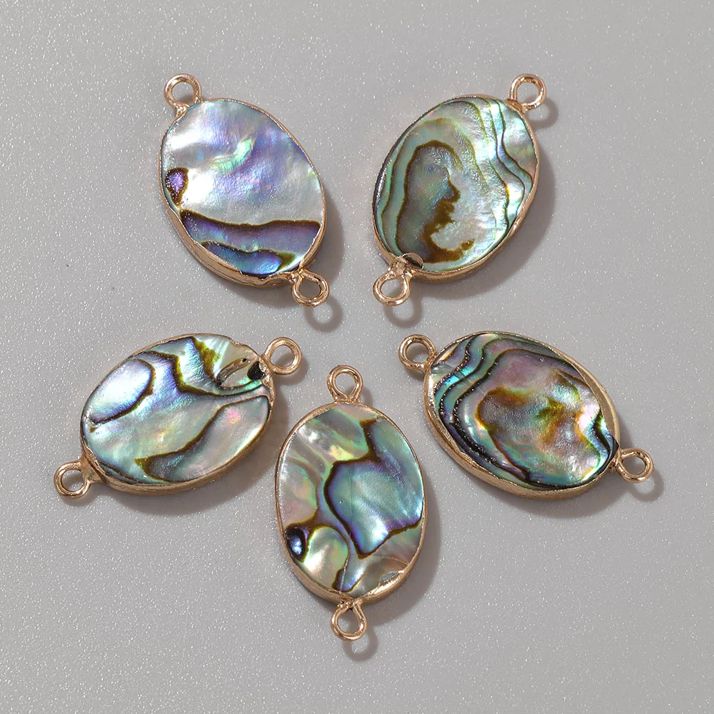 2PCS Natural Abalone Shell Pendant Charms for Jewelry Making