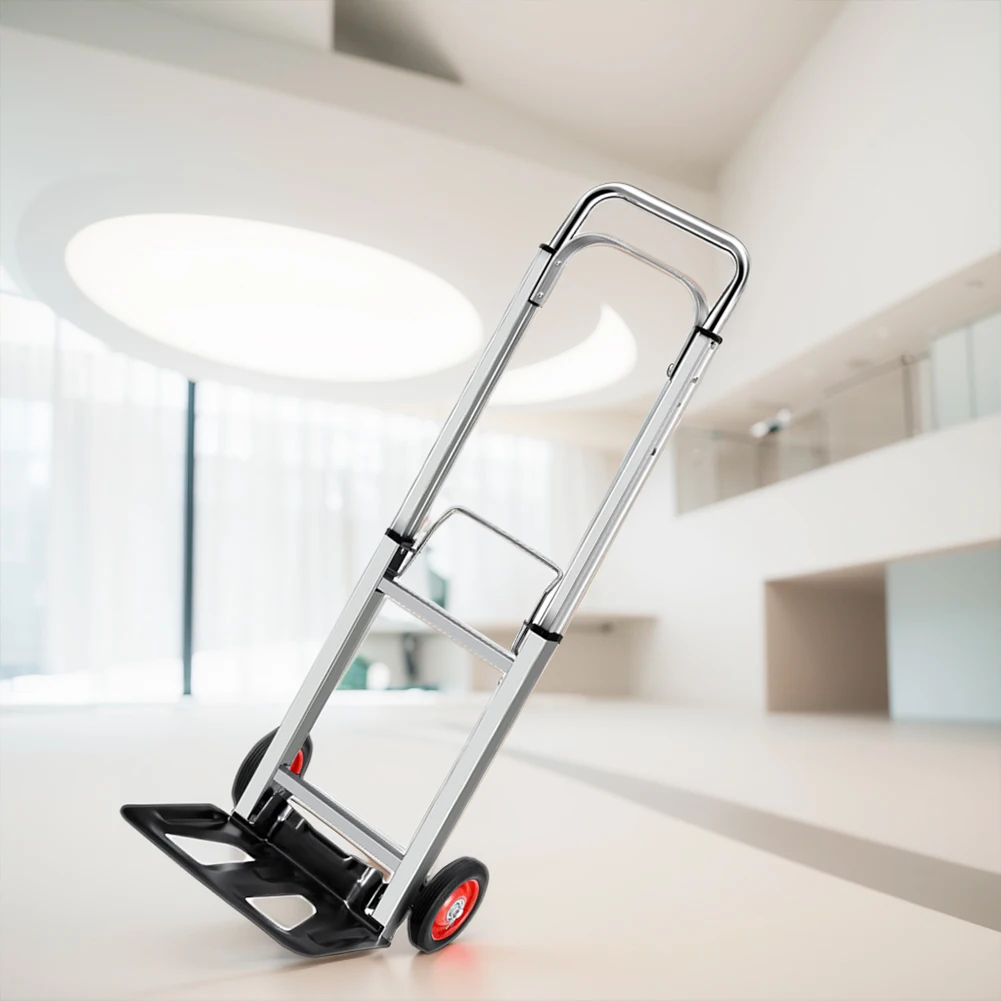 Carrello a mano pieghevole Carrello per carriole per camion con sacco resistente Carrello mobile in alluminio con manico telescopico lungo per interni ed esterni