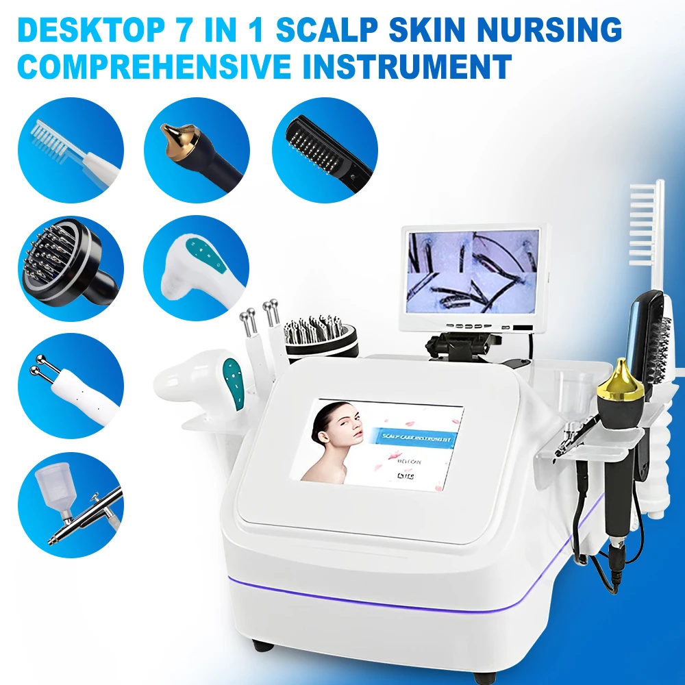 7 in 1 Hair Loss Follicle Scanner Massager Treatment HD Detector Analyzer Device Hair Scalp Analysis Machine Screen
