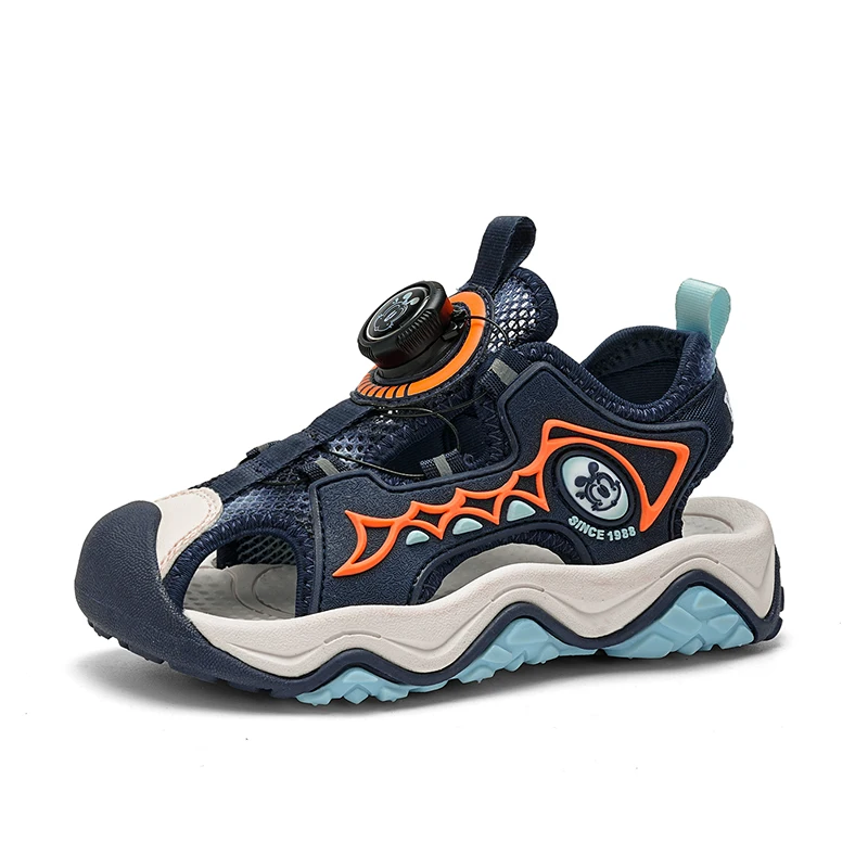 

2024 New Summer Rotating Button Boys Girl 8-12 years old Sandals Baotou Beach Water Shoes 10 to 14 years old Sneakers Children's