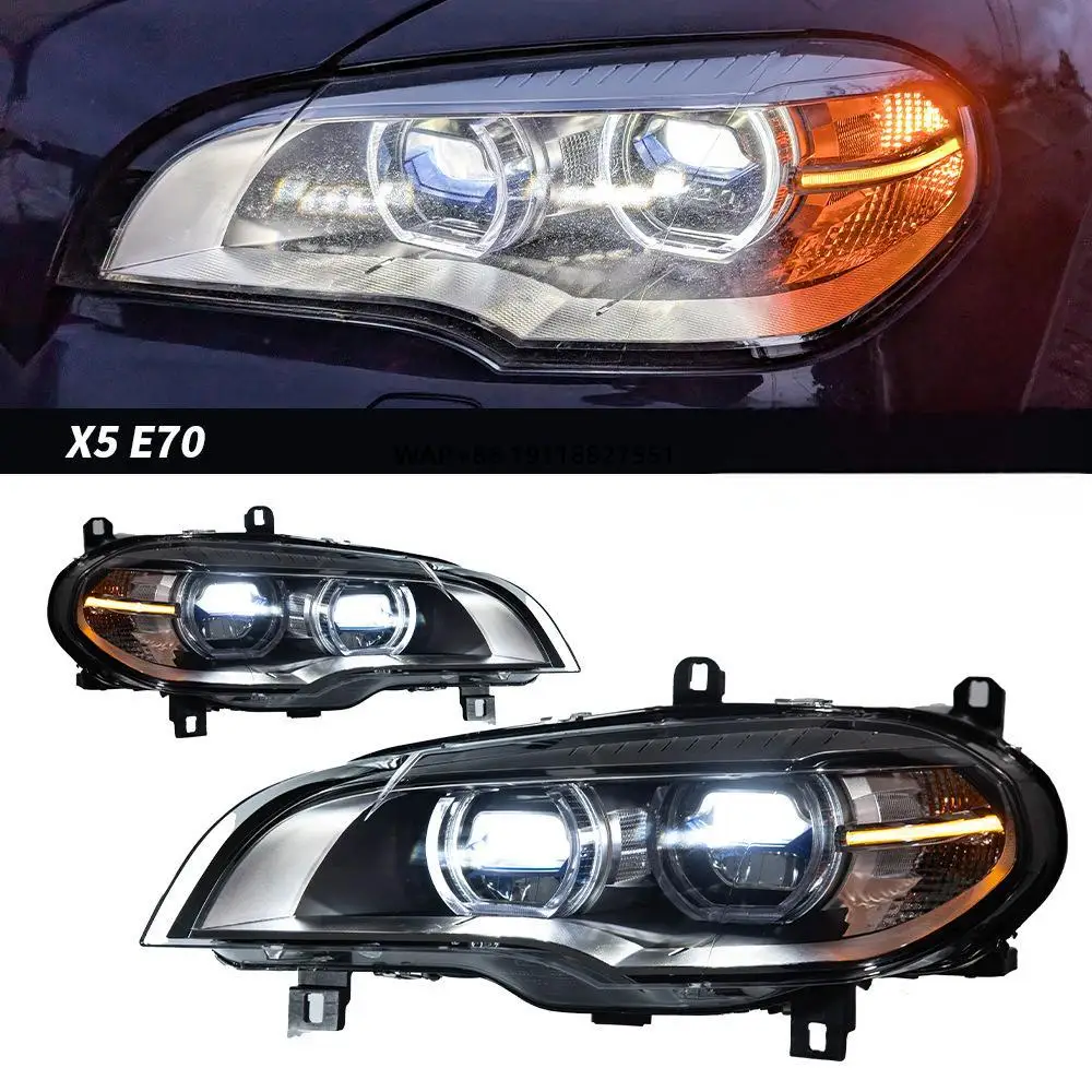 Angel Eyes E70 Headlights Assembly Full LED Headlamp for  X5 E70 Head Light Assembly 2007-2013 Head Lamp Plug and Play