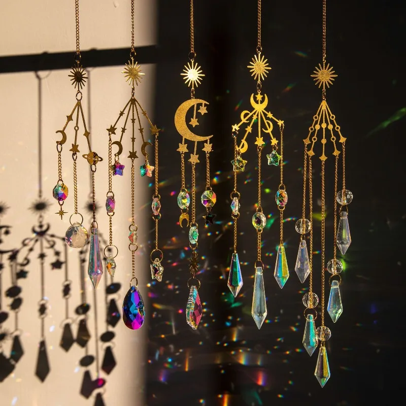 1/5PCS Crystal Wind Chime Rainbow Maker Sun Catcher Dream Catcher Pendant Home Garden Decor Wind Chime Holiday Festival Decor