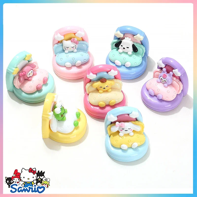 Sanrios Hellokitty Large Size 5-10Pcs Accessories Kawaii Melody Pochacco Kuromi Cinnamoroll Sleep Series New Anime Cartoon Toys