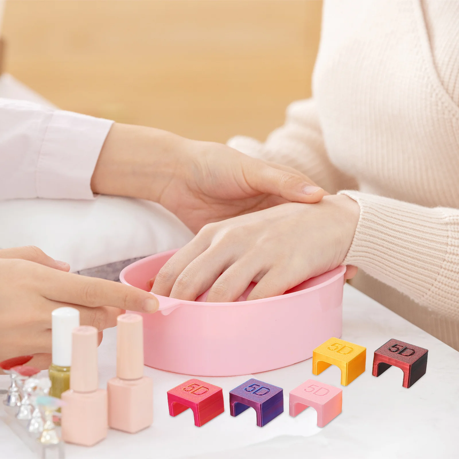 Separador de dedos para arte em unhas, 5 peças, opções multicoloridas, design à prova de derramamento para manicure precisa e aplicação limpa