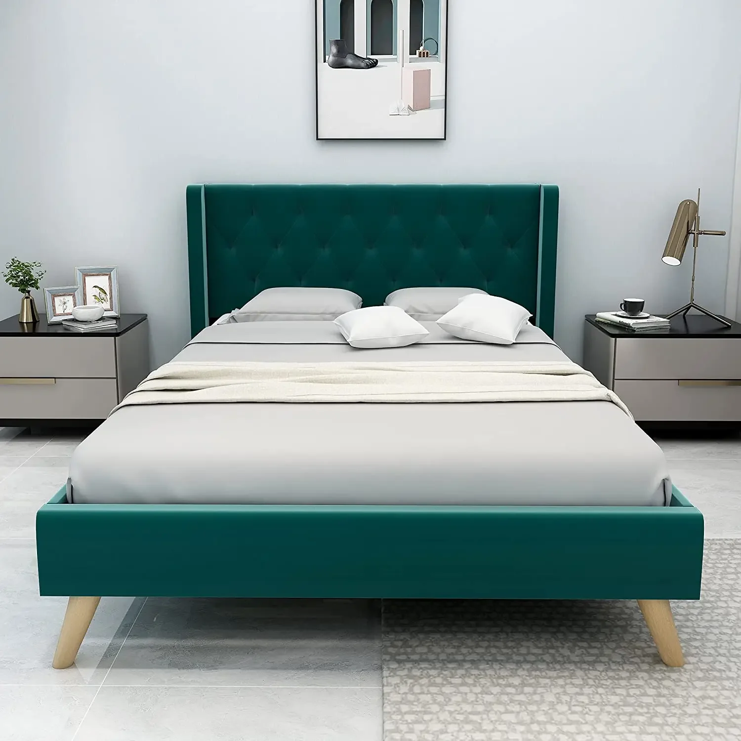 

y Простая установка комплекта мебели для спальни, современный регулируемый каркас кровати с двуспальной кроватью, каркас кровати размера «king-size»