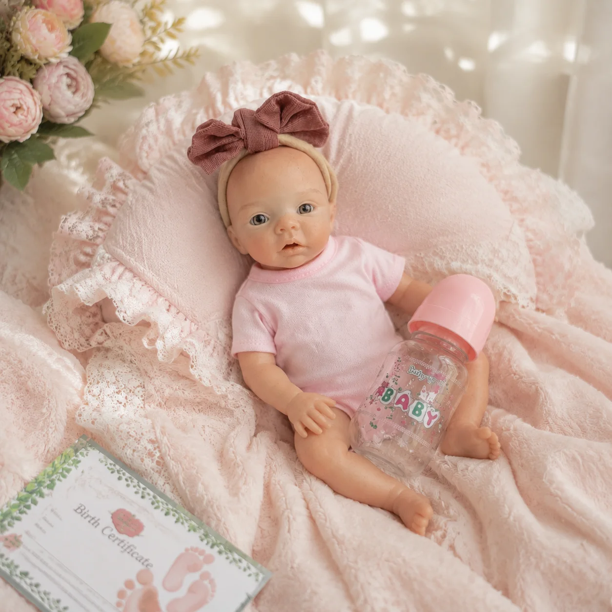 10Inch Sam Meadow Twin Full Silicone Reborn Baby Girl Doll Set Sleeping Awake Lifelike Hand Painted Collectible Doll With Outfit