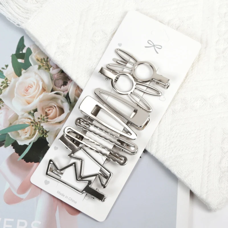 Silberfarbene Metall-Haarspangen für Frauen Y2K Entenschnabel-Haarnadeln Persönliche Kopfbedeckung Haarklammern Styling-Accessoires für Mädchen