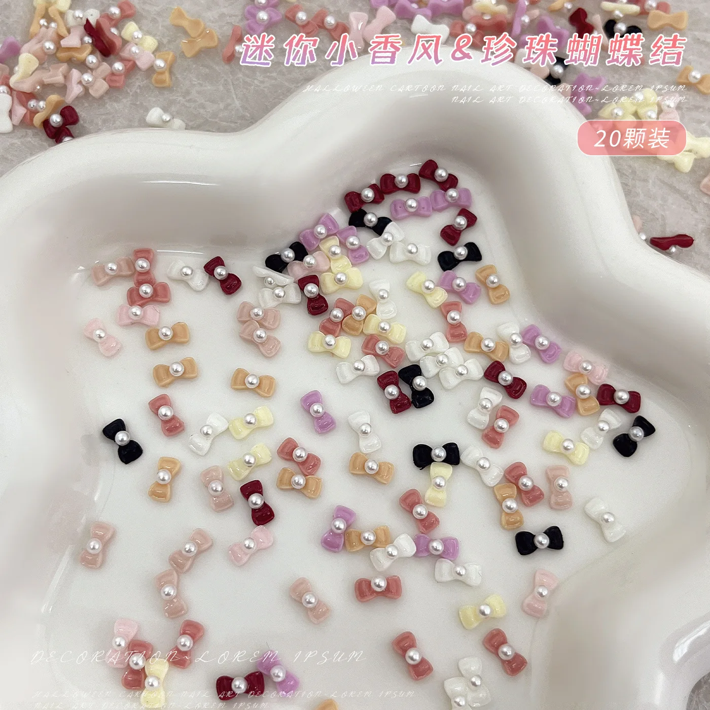 Dasi Kupu-kupu Mutiara Ikatan Simpul Perancis Jimat Pita Kecil Resin Lucu Dekorasi Seni Kuku Manis Alat Manikur Aksesori DIY Grosir