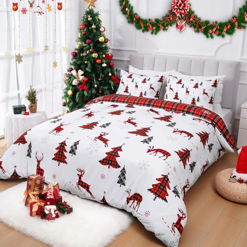 

3-piece Christmas size set, soft snowman with zipper duvet cover, bedding 1 duvet cover and 2 pillowcases