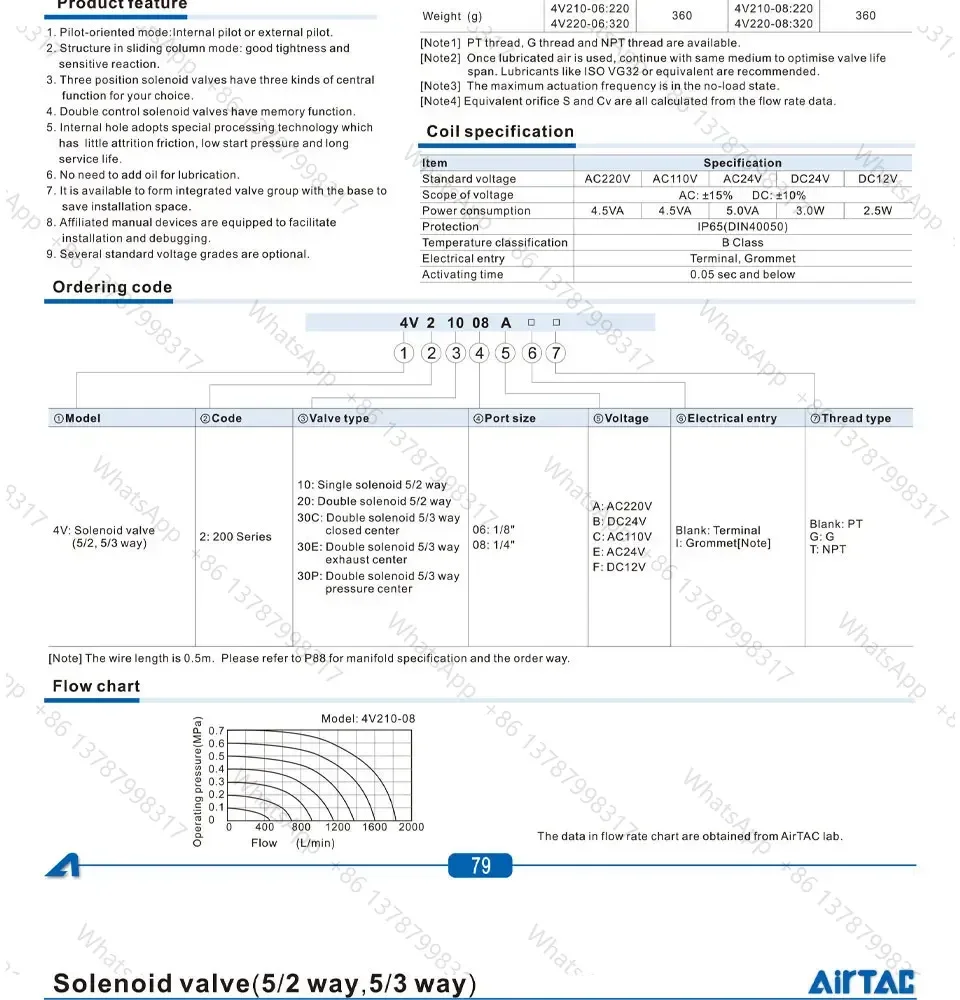 Elettrovalvola 4V110-06 4V210-08 4V310-10 4V410-15 Pneumatic Electric Solenoid Valve Direction Control Solenoid Valve 12V 24V 110V 220V Pneumatica — dettaglio 4