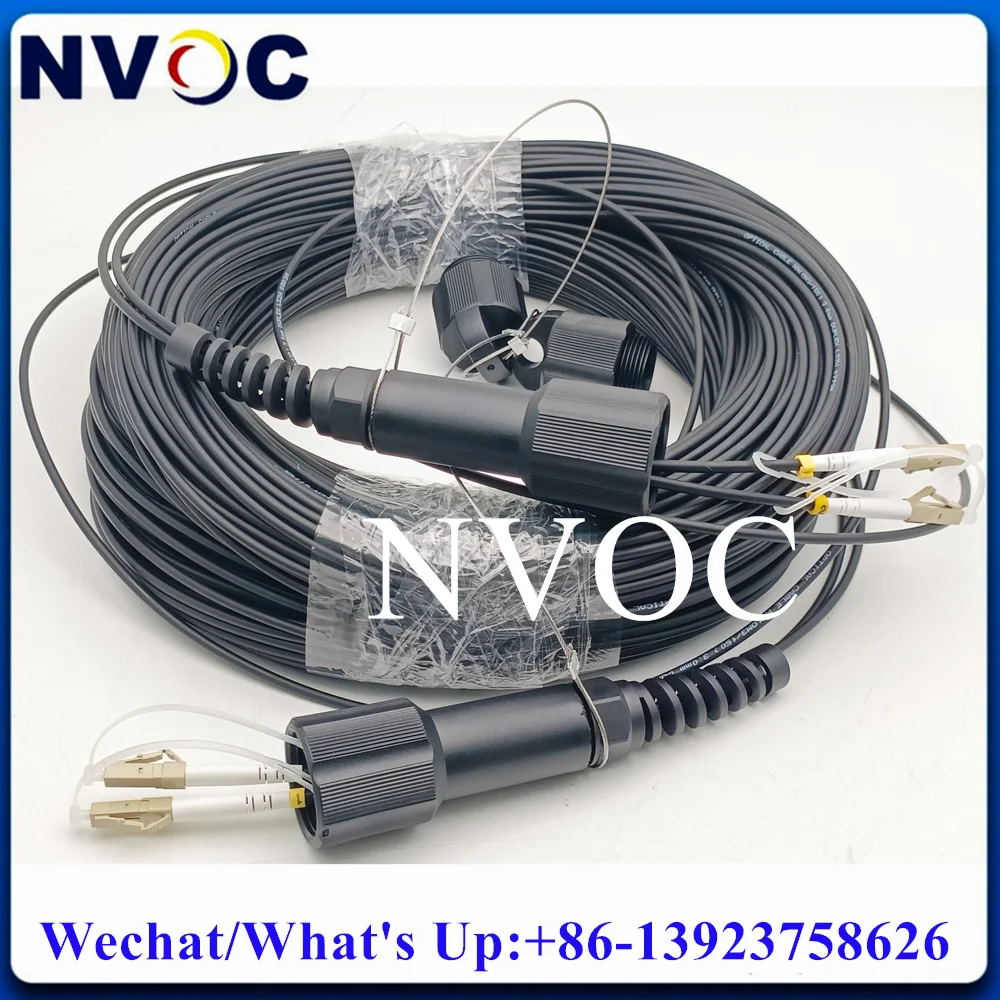 2C 50/125 OM3-150 2Cores MM Waterproof PDSC 2F 100M Multimode Outdoor Armored Fiber Optical Patch Cord Cable Connector