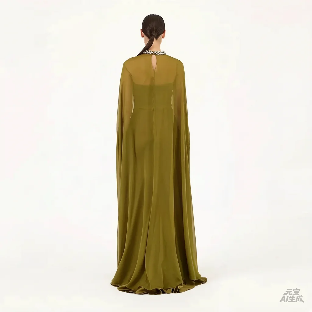 Elegant Mother of the Bride Dresses for Weddings Crystal O Neck Cape Illusion Formal Party Gowns Maxi Ankle Length Evening Dress