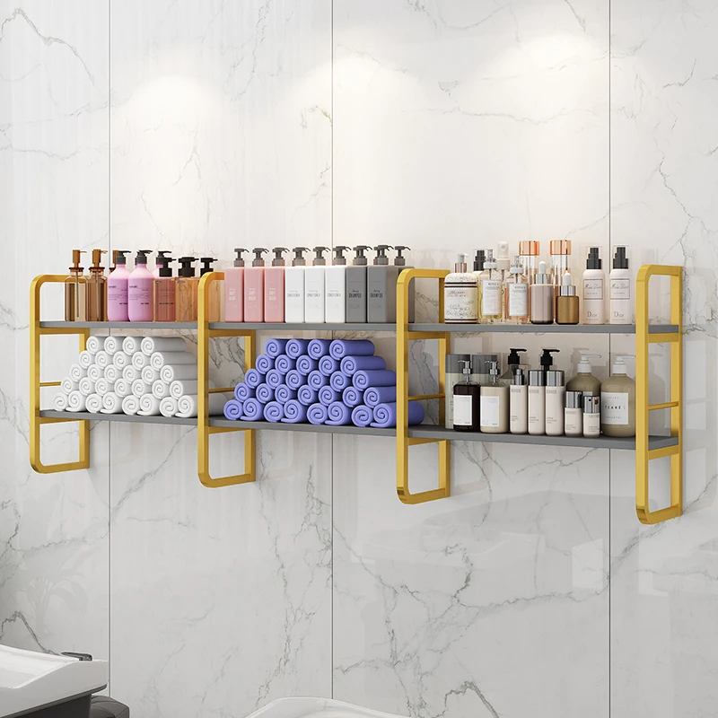 

Hair salon barber shop special suspended wall towel rack tool rack multi-functional hair salon wall hanging light luxury rack