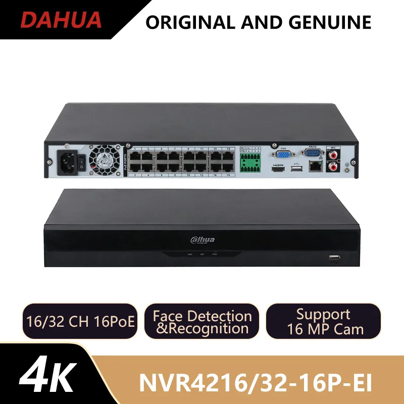 

Dahua 16CH/32CH 1U 16PoE 2HDDs WizSense Network Video Recorder Face Detection Perimeter Protection NVR4216-16P-EI NVR4232-16P-EI