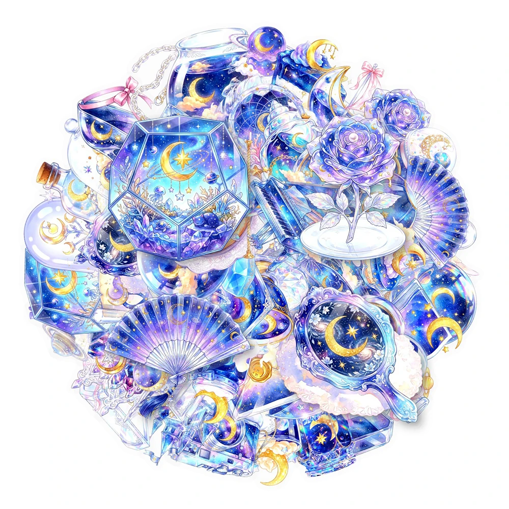 10/30/50pcs INS Style Aesthetic Blue Dream Crystal Stickers Suitcase Helmet Motorcycle Phone Cute Cartoon Decoration Sticker Toy