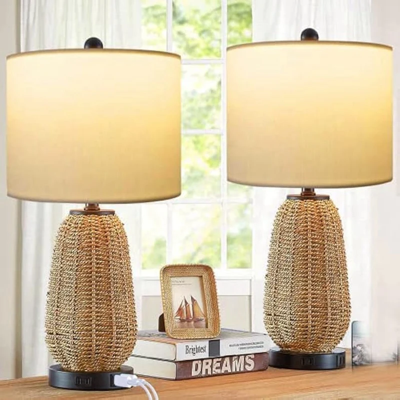 2 Piece Lamp Shades, Drum Lampshade White 13X13x10inch Lampshades For Table Lamp Floor Lamps