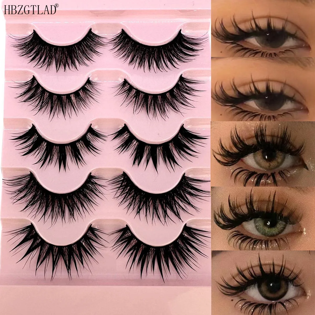 Pestañas postizas de Manga, pestañas postizas finas, maquillaje tailandés, pestañas suaves, aspecto húmedo Natural, extensión, 5 pares, nuevo