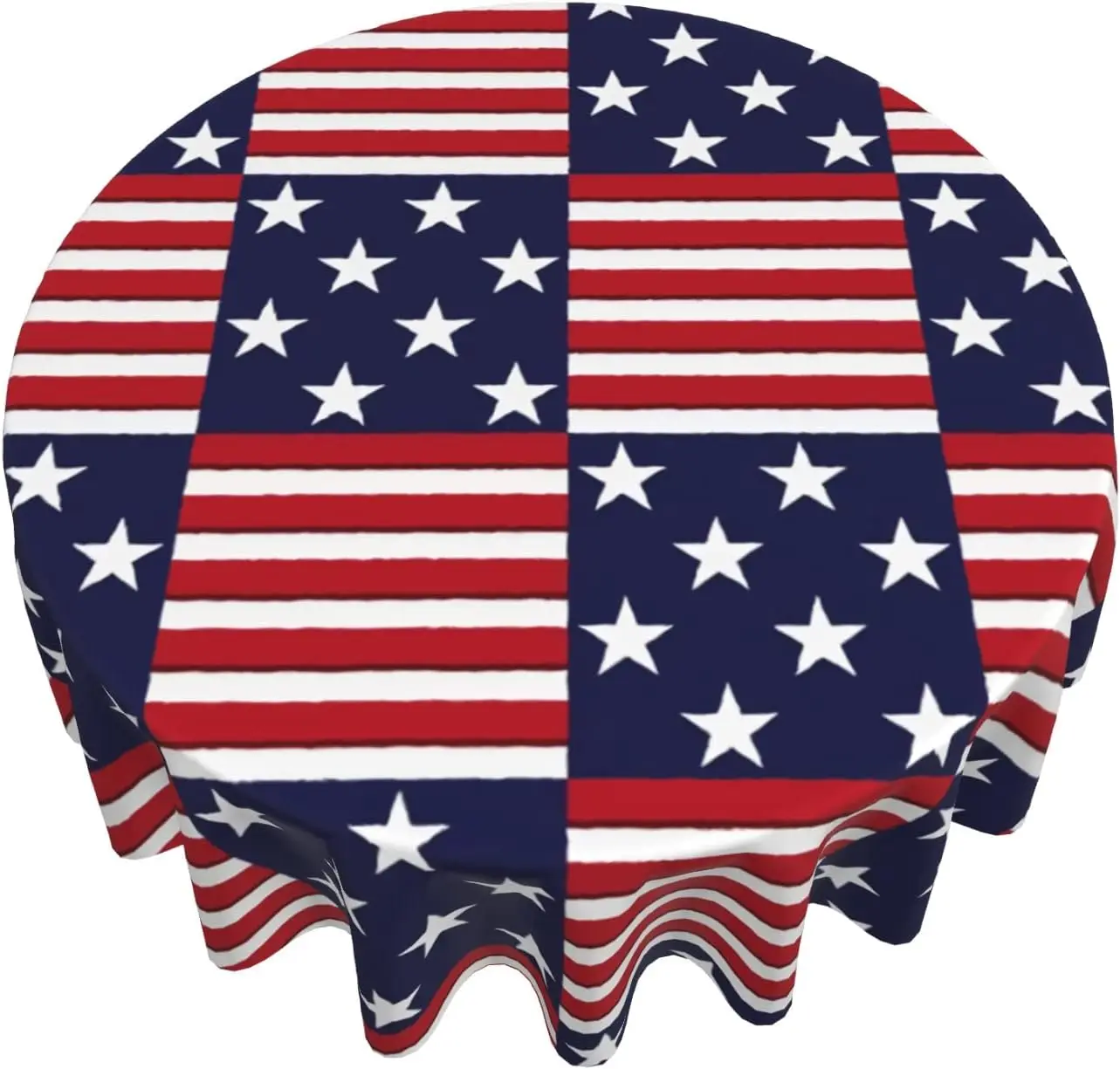 4th من يوليو مفرش المائدة المستديرة الوطنية الأحمر الأبيض والأزرق نجوم المشارب العلم الأمريكي مفرش المائدة الزخرفية مزرعة #6