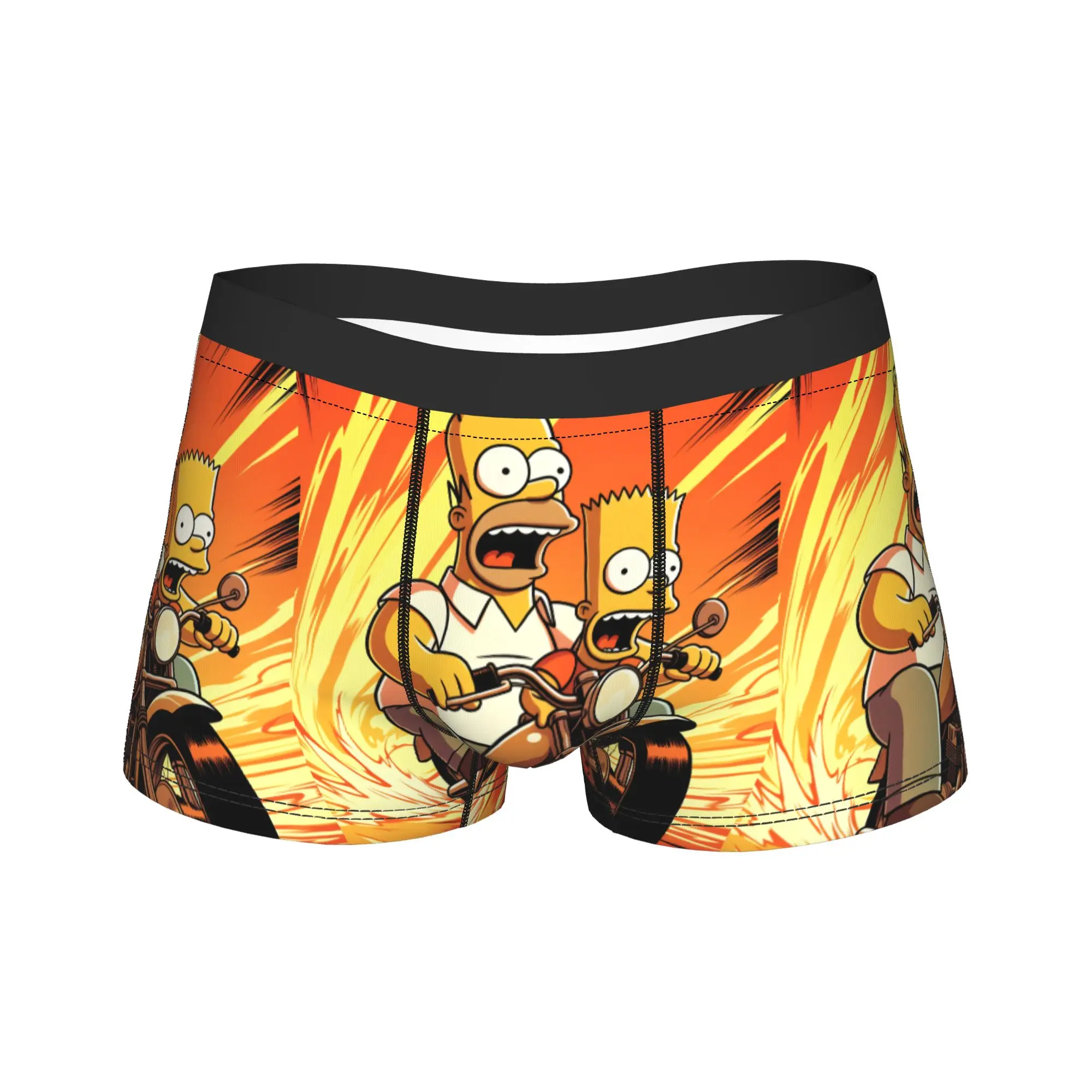 Homer Bart S-Simpsons Motorcycle Ride Art Underwear  Men Boxer Brief Comfortable Trunk Hot Sale Design Plus Size Underpants