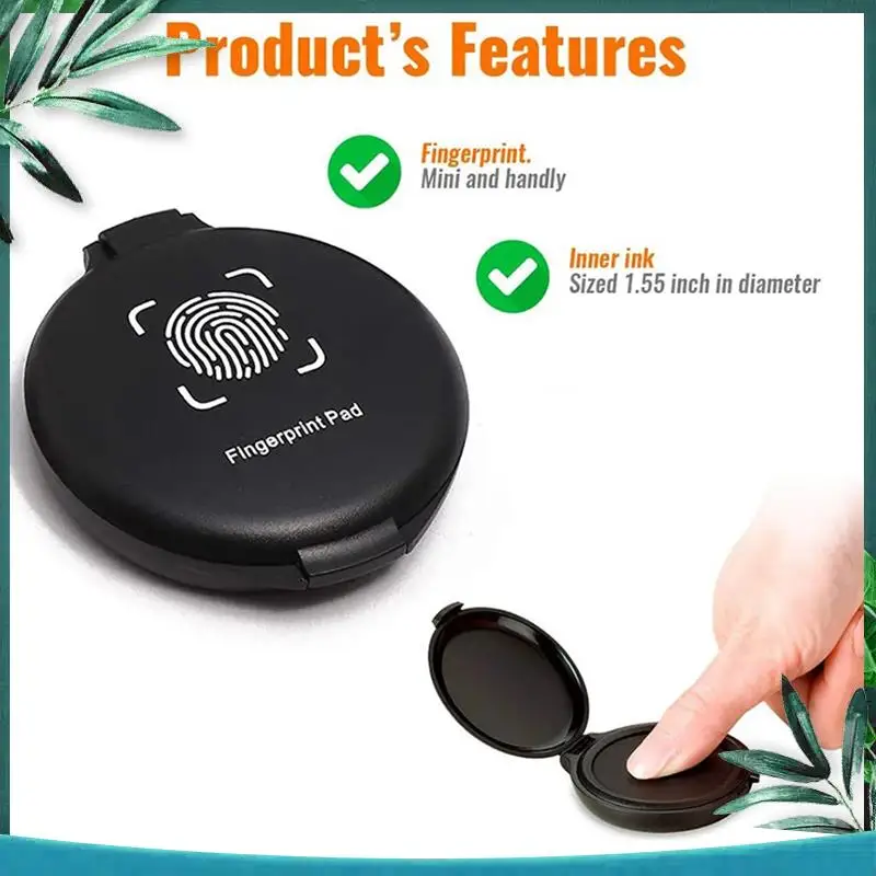 (NEW) Fingerprint Ink Pad No-Wash Quick-Drying Portable Quick-Drying Ink Pad Red 1 PCS Plastic