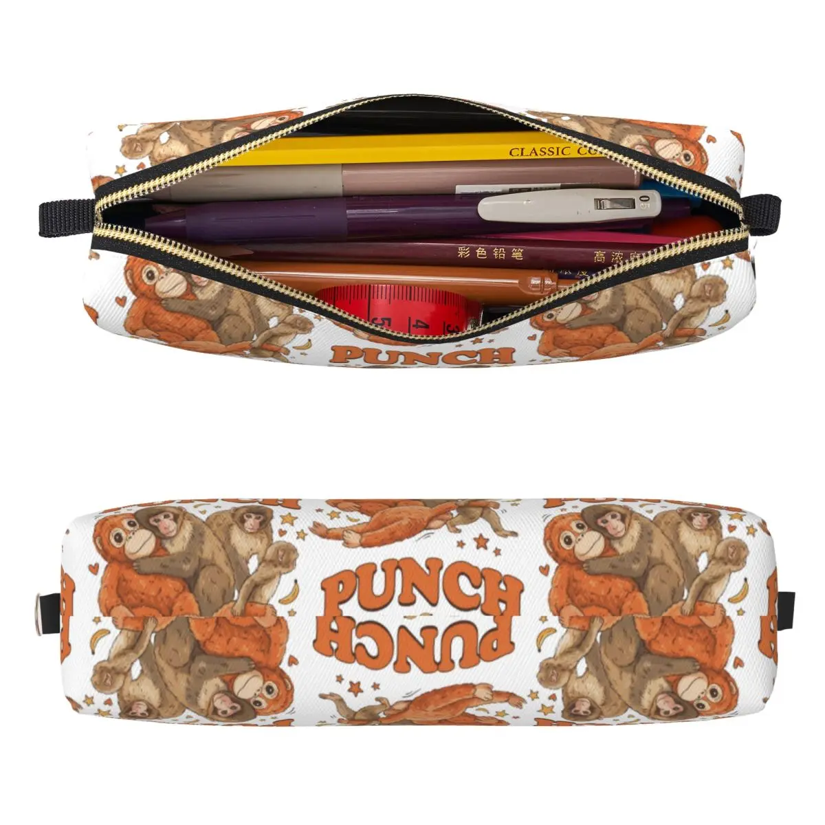 Kawaii Punch Baby Monkey And His Stuffed Monkey Pencil Case Pen Holder Bags Kids School Supplies Zipper Pencil Pouch