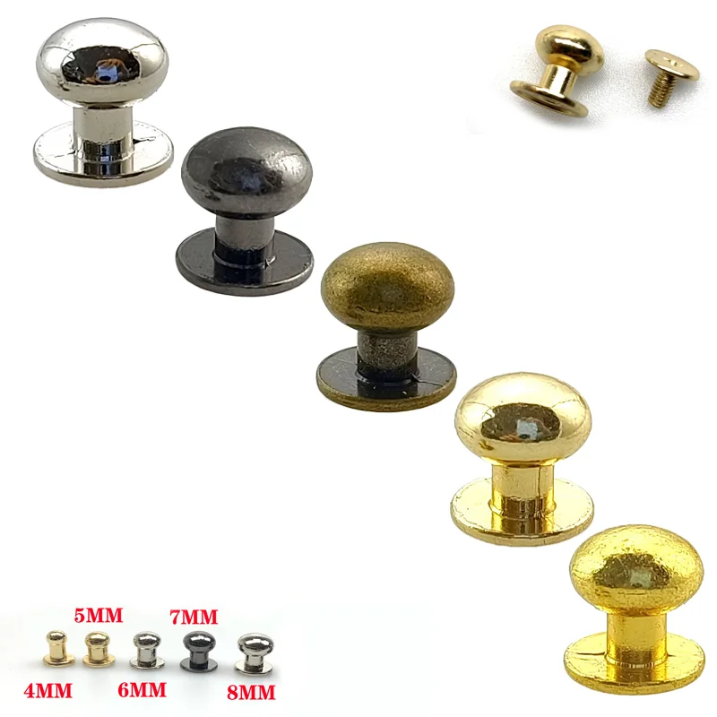 10Pcs Zinc-alloy Metal Round Ball Head Knob Screw Rivets Chicago Screw Back Post Nipple Stud Nail Rivet for Leather Craft Belt