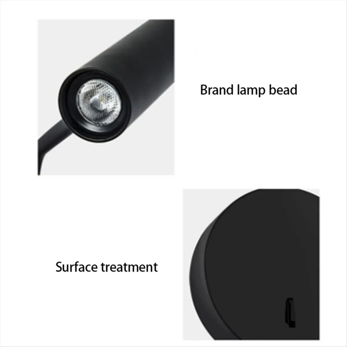 A93G Hotel Room Reading Lamp with Switch Bedroom Exposed Bedside Lamp Reading Wall Lamp Spotlight (Black)