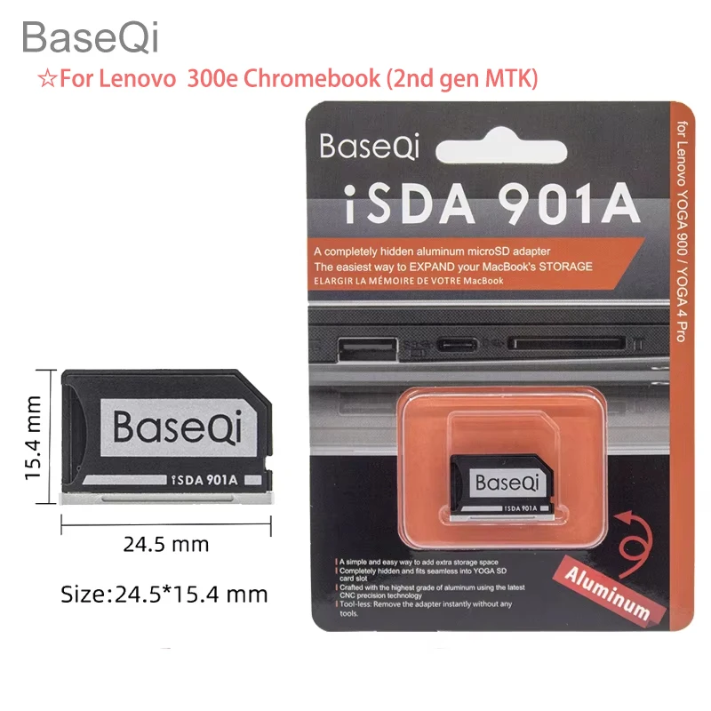 For Lenovo 300e Chromebook 2nd gen MTK BaseQi Aluminum Micro sd Card Adapter/Reader Portable MiniDrive
