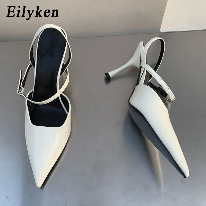 Eilyken 2024 Spring Women Slingback Shoes Fashion Shallow Buckle Strap Elegant Snadal Low Thin Heels Dress Pumps Zapatos