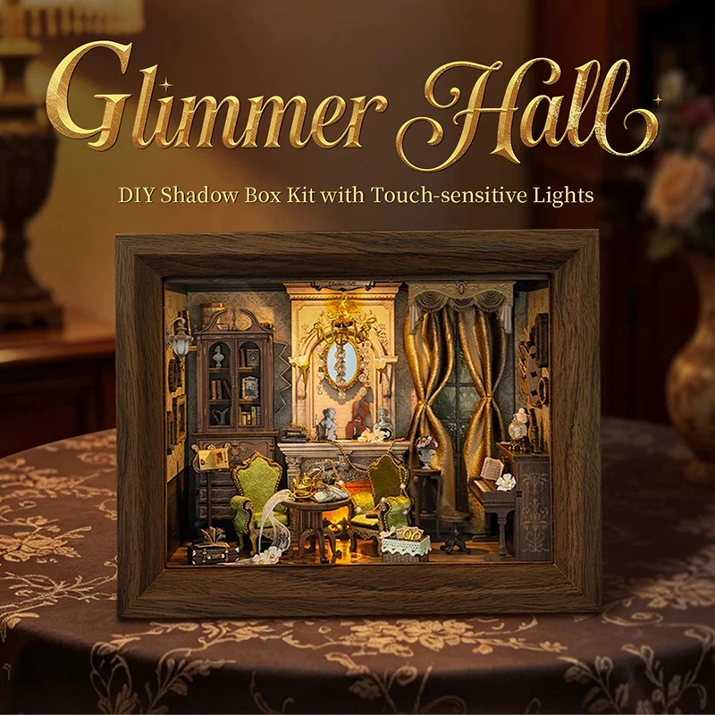 

DIY Wooden Glimmer Hall Photo Frame Cottage Miniature Model Kits With Furniture Lights Dollhouse for Friends Birthday Gifts
