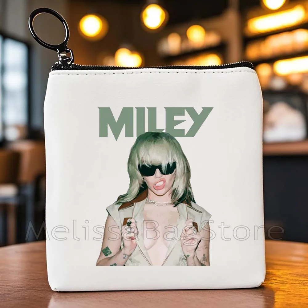 Fashion Miley Cyrus Eras Tour Fan Gifts Music Singer Poster Cute Fan Gifts Canvas Coin Purse Key Case Small Bag Wallet Pouch