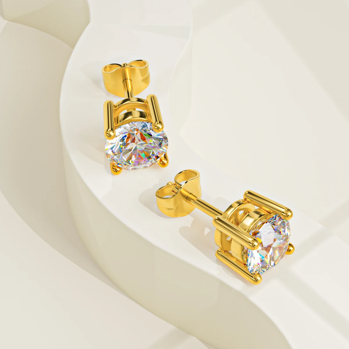 

Pure 18K Gold Moissanite Ear Stud for Men Women Ear Piercing VVS1 Round Cut Lab Diamond Stud Earring Hole Minimalist Accessories