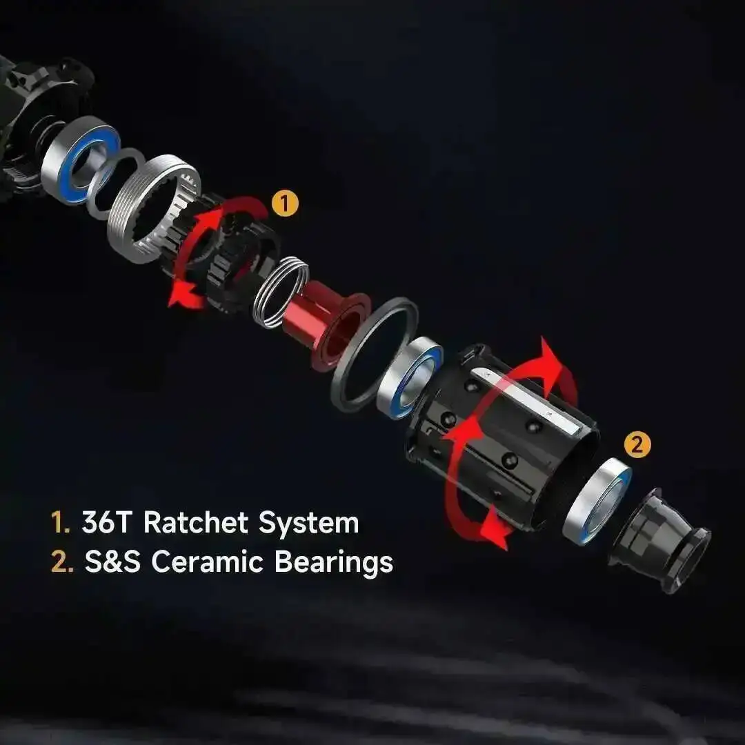 ELITEWHEELS SLR Đĩa Xe Carbon Xe Đạp Đường Bộ Bánh Xe RD13 Ratchet Hệ Thống 36T Hình Ống Clincher Băng Vệ Sinh Dạng 700c Cyclocross Bánh Xe