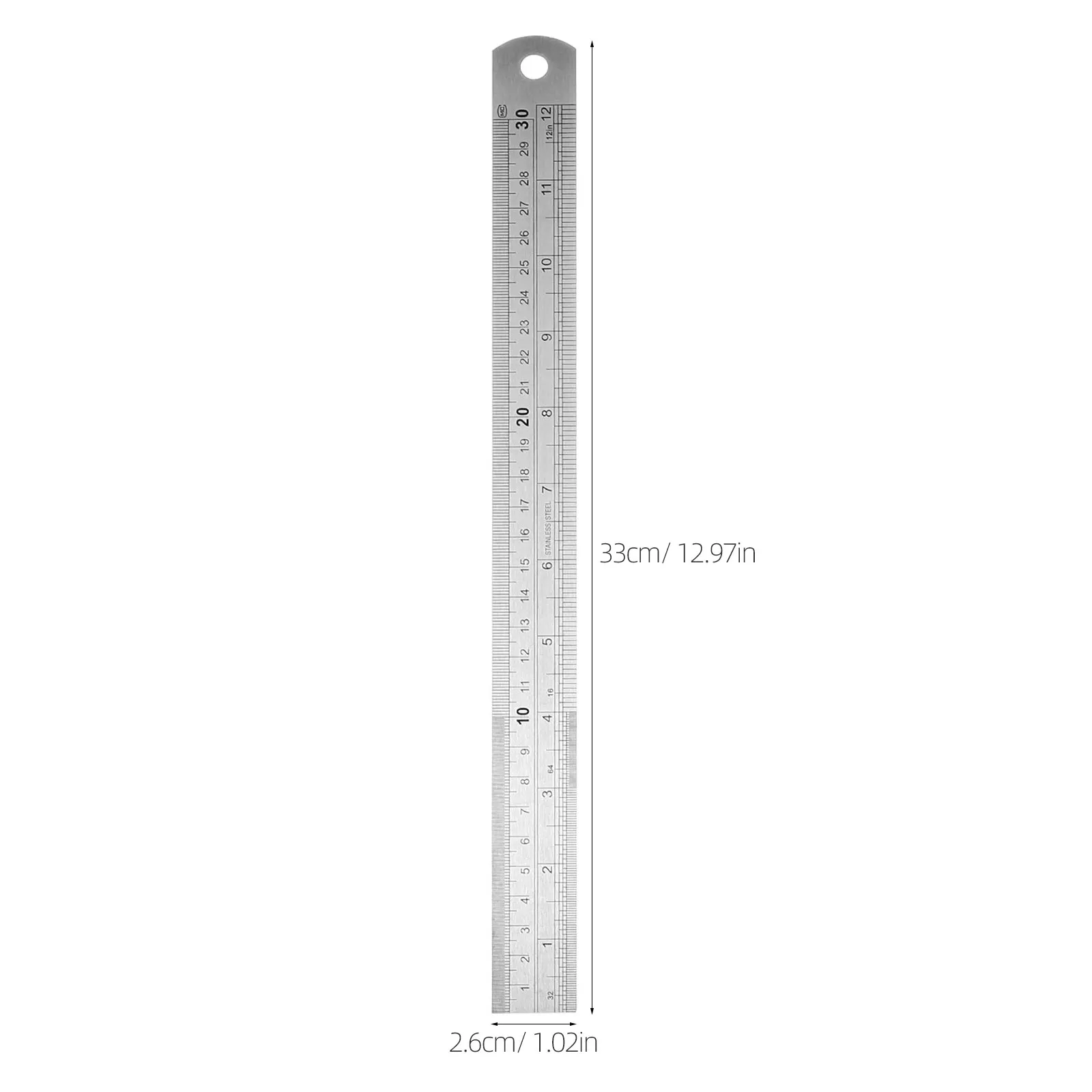 3Pcs Stainless Steel Straight Ruler Measuring Tool Double Sided for Teaching Mechanics Woodworking Portable