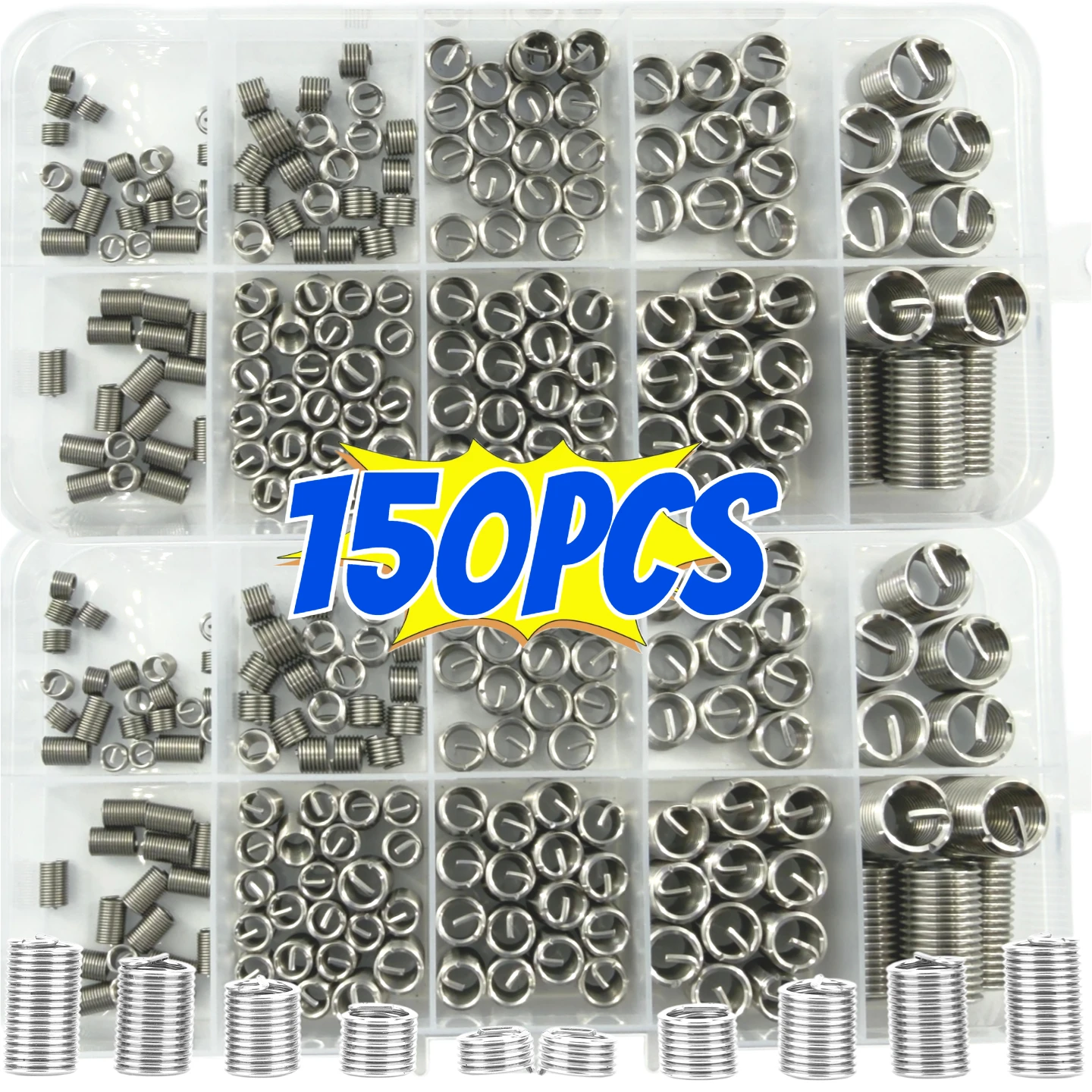 150pcs AGASHE Helicoil Thread Repair Inserts Kit with M3 M4 M5 M6 M8 Helicoil Wire & Threaded Bushings Suitable for Automotive,