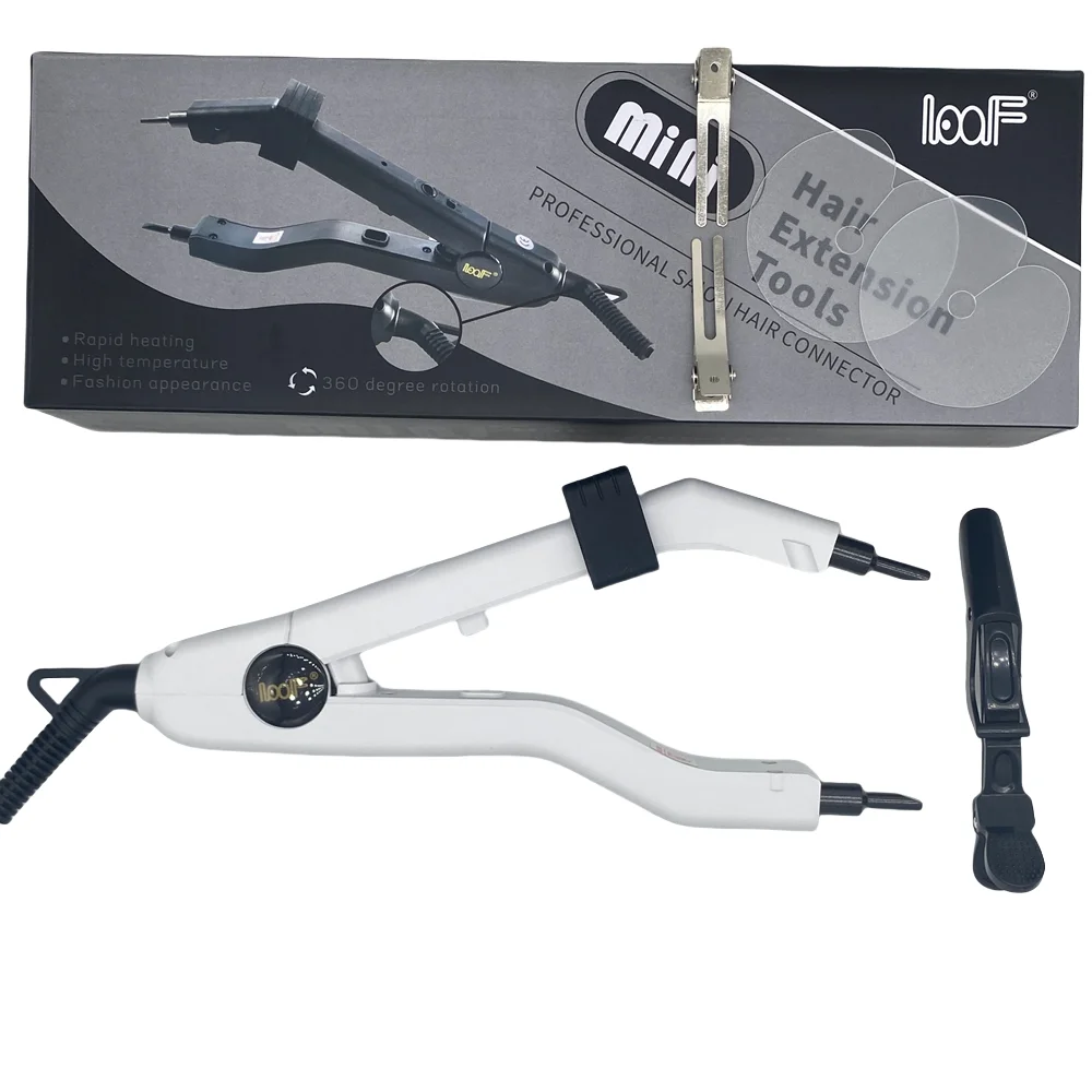 Plugue da ue branco jr609 mini ferro de cabelo preto calor conector de cabelo temperatura controlável ferro de calor kit de ferramentas de extensão de cabelo