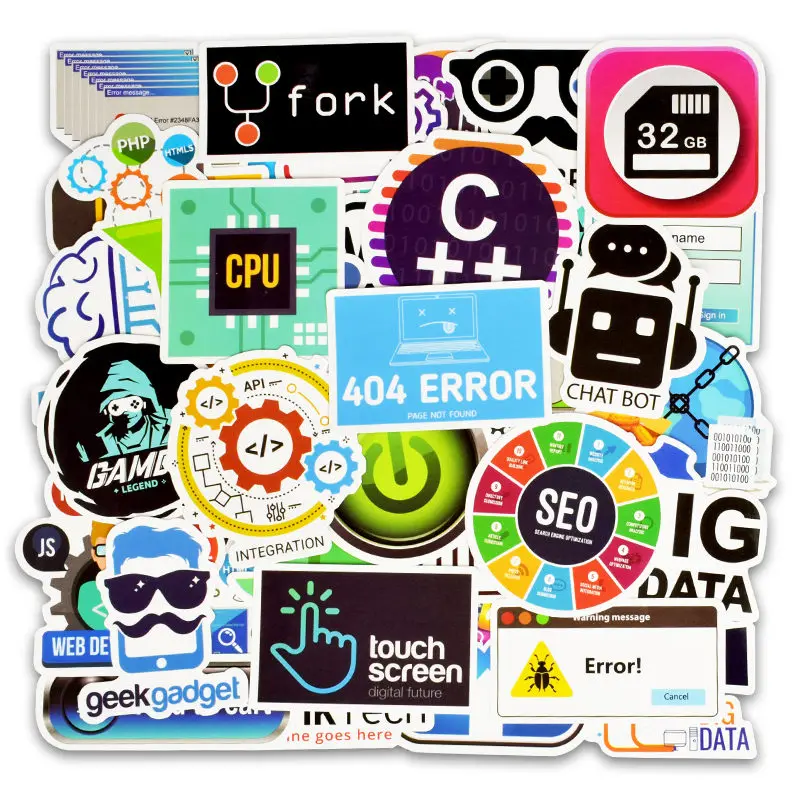 50PCS Programming Language Sticker Internet Html Software Waterproof Sticker for Geek Hacker Developer to DIY Laptop Computer PC