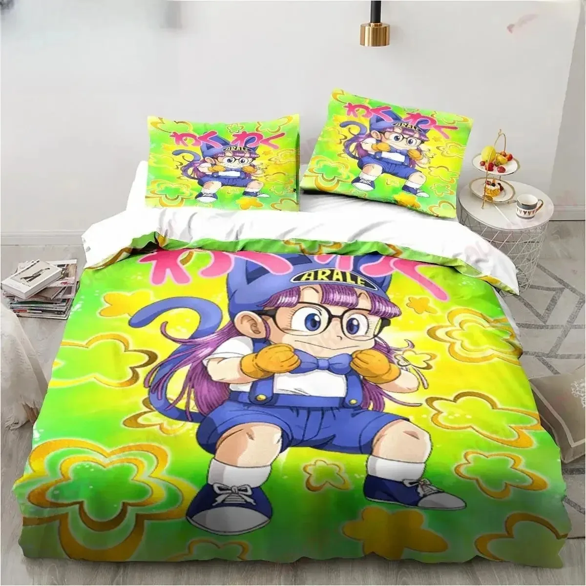 New Cute Cartoon DR S-Slump Arale Anime Bedding Set Sheet King Twin Double Child Bedding Set Mircofiber or Polyester Duvet Cover