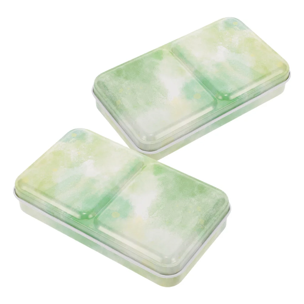 

2pcs Watercolor Palette Box Foldable Iron Travel Paint Kit Multi-Compartment Mixing Tray Portable Watercolor Painting Supplies