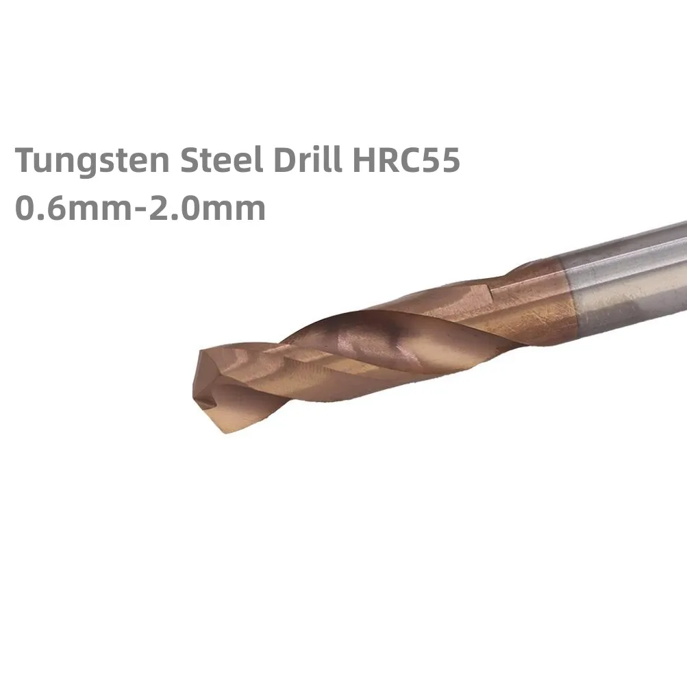 2PCS  Straight Shank HRC55 0.6mm-2.0mm Drill Bits for CNC Precision Hole Machining Milling Drilling