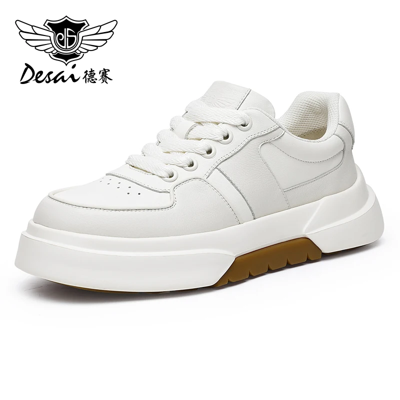 DESAI Full Grain Leather Men Shoes Soft Bottom Casual Sneaker For Men Business Worker Breath 2024 Designer Fashion