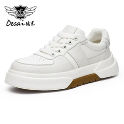 DESAI Full Grain Leather Men Shoes Soft Bottom Casual Sneaker For Men Business Worker Breath 2024 Designer Fashion