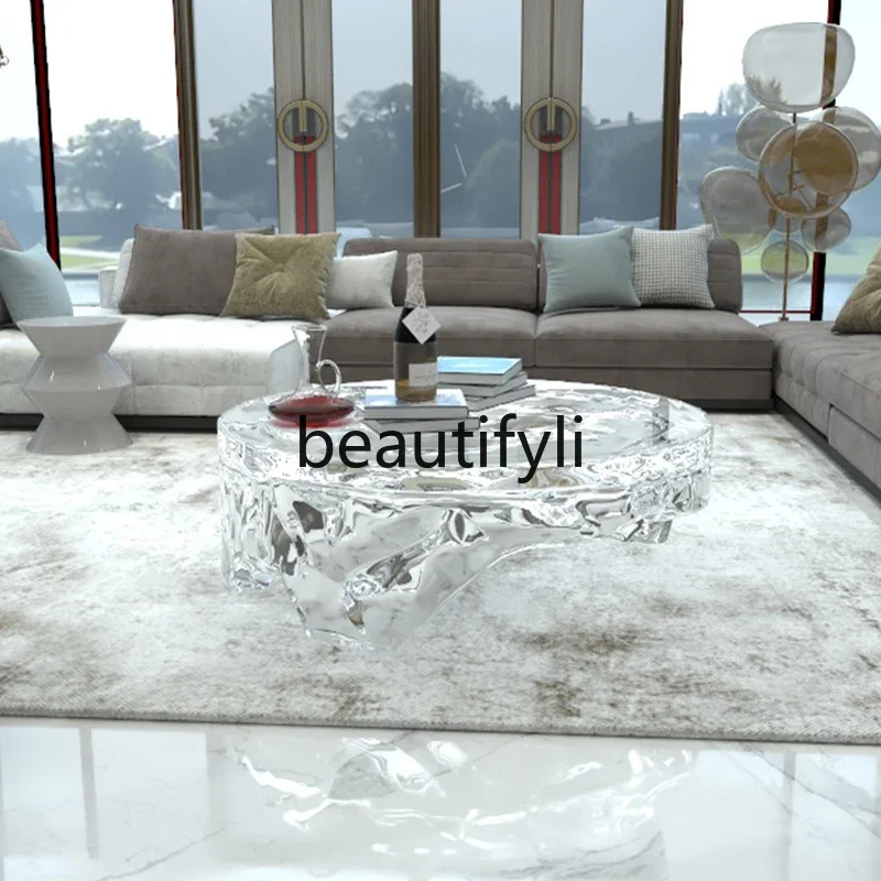 

B6 Modern minimalist art resin coffee table model room hotel villa living room round table