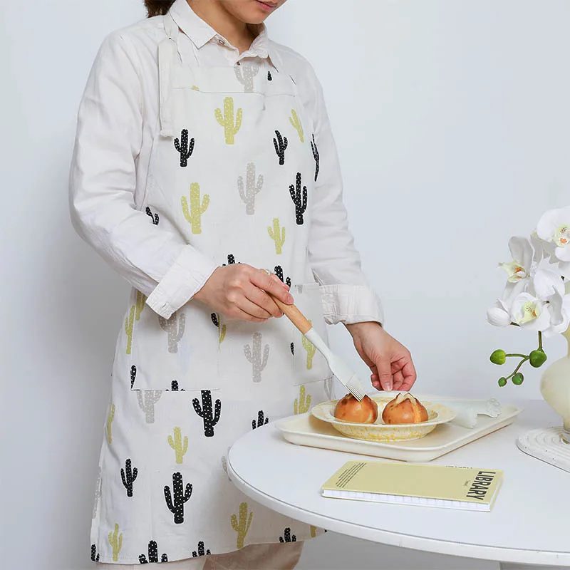 2Pcs Printed Cotton Kitchen Apron with Pocket for Men Women Stain-resistant Sleeveless Chef Pinafore for Cleaning Cooking Baking