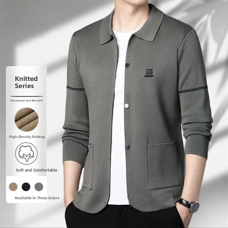 

Новый мужской вязаный кардиган Pierre Cardin для весны и осени: легкий, повседневный, универсальный, модный.